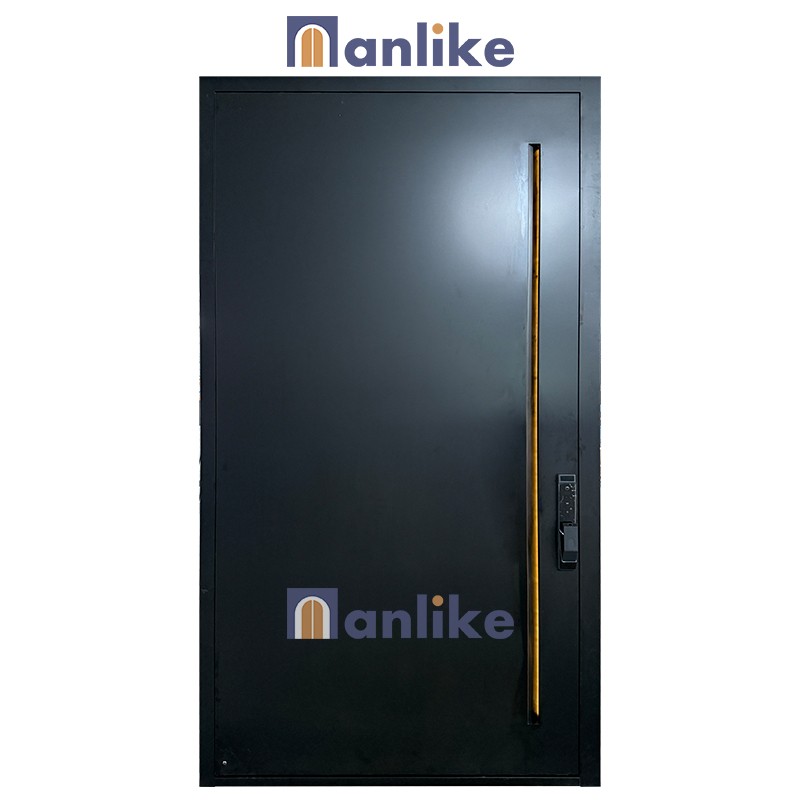 Black internal aluminum door with light handle
