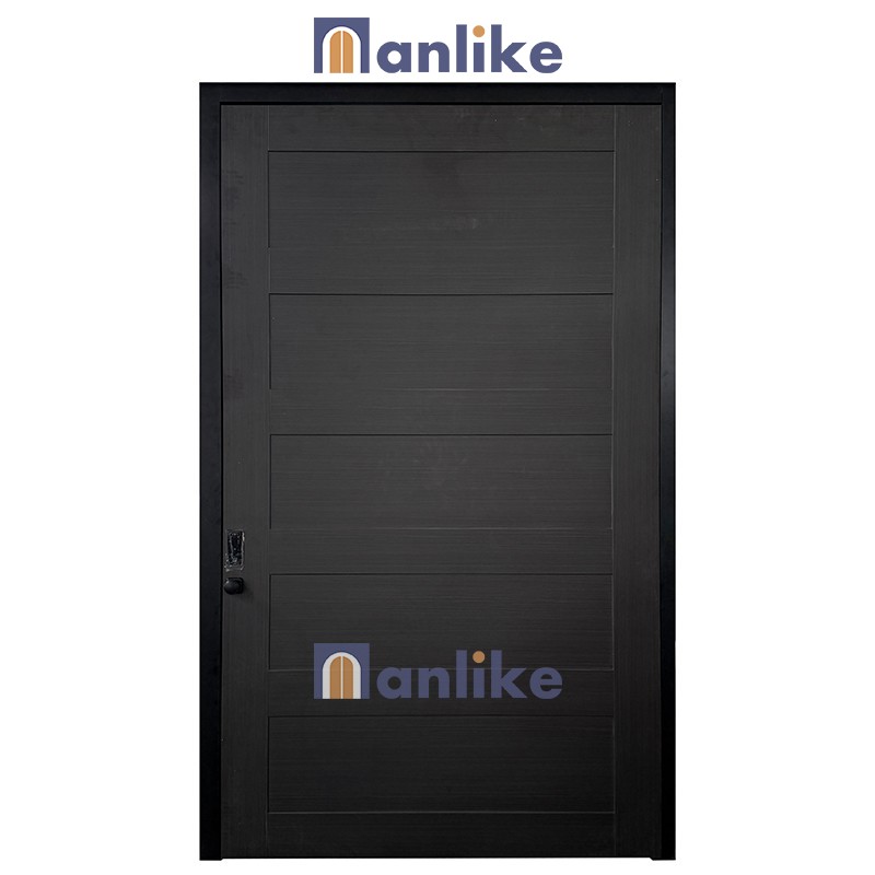 Black wooden grain pivot door