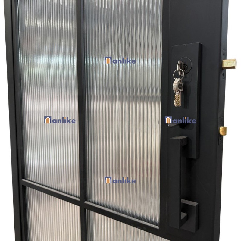 reed glass iron door